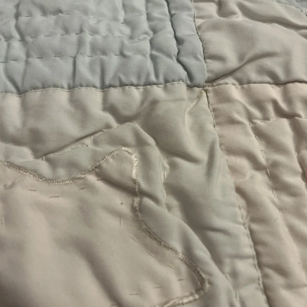 Vintage Handmade Baby Quilt Pastel Patchwork Stars Blanket